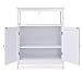 Iwell Bathroom Floor Cabinet, Bathroom Storage Cabinet with Double Door & Adjustable Shelf, Wooden Standing Cabinet for Bathroom Living Room, White