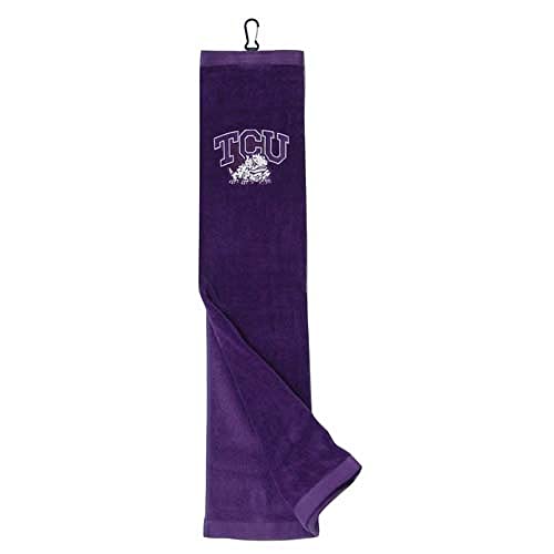 Team Golf NCAA TCU Horned Frogs Embroidered Golf Towel, Checkered Scrubber Design, Embroidered Logo