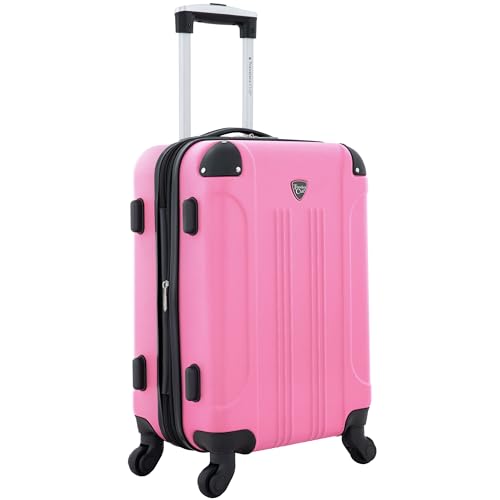 Image of Travelers Club Chicago Hardside Expandable Spinner Luggages, Hot Pink, 20 inch Carry-On, HS-20720-EX-690N