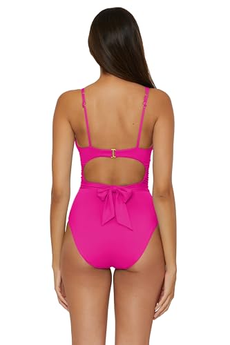 BECCA Women's Garden of Eden One Piece Swimsuit, Plunge Neck, Bathing Suits2