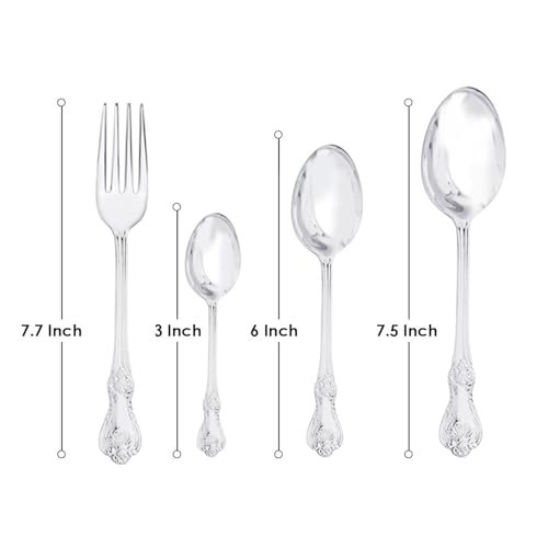 Image of Culinex Premium 18 /8 Stainless Steel 20-Piece Cutlery Set Fest Classic 2 Service Spoon, 6 Spoon, 6 Fork & 6 Tea Spoon | Luxury Silver Rustproof Flatware for Dining, Kitchen By thinKitchen