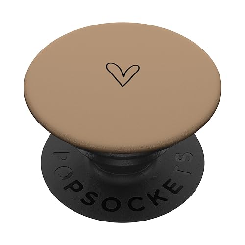 Brown Cute Heart Minimalist Love PopSockets Adhesive PopGrip