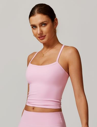 Image of QBGJTD Womens Longline Sports Bras Cross Back Active Gym Yoga Padded Workout Crop Tank Top with Built in Bra