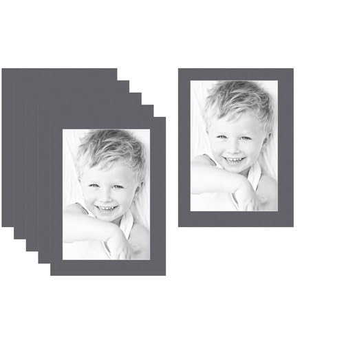 12x18 Granite/Mountain Grey Custom Mat for Picture Frame with 8x14 Opening Size (Mat Only, Frame NOT Included) - 6 Pack