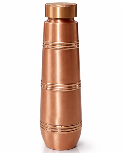 Image of Pure Copper Water Bottle 950ml - Slim & Stylish Ayurvedic Tamra Jal Bottle, Leakproof Screw Cap, BPA Free, 100% Copper Drinking Bottle for Home, Office, Gym & Travel