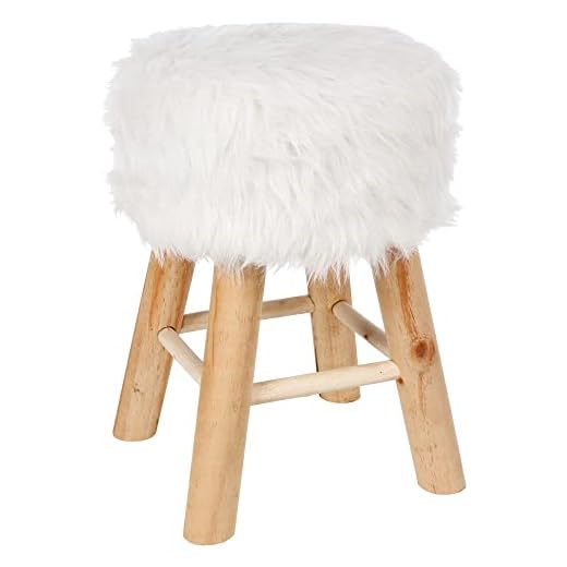 Atmosphera - Tabouret Oslo Effet Fourrure Blanc