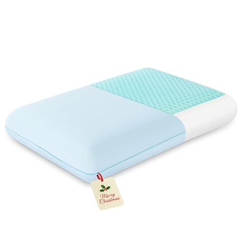 EGOHOME Cooling Gel Memory Foam Pillow - Reversible Cooling Cover, Neck Support for Side, Back and Stomach Sleepers, Removable & Machine Washable, All-Season Comfort, Standard Size, Blue