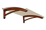 marquesina madera para puerta  BELLHOUSE COPERTURE Marquesina de Madera Mod. Legno Onda Teck - Prof.90 Alt.42 Long.150 cm-BRONZADO