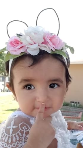 DreamLily Baby Girls Flower Crown Spring Bunny Headband Woodland Floral Head Piece for Toddler BB143