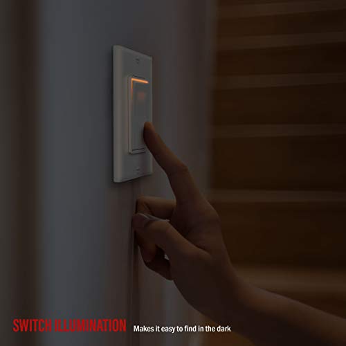 Enerlites Illuminated Decorator Paddle Light Switch, Single Pole, Push-In And Side Wiring, Copper Wire Only, Grounding Screw, Residential Grade, 15A 120-277V, Ul-Listed, 91160-W, White #TOP5