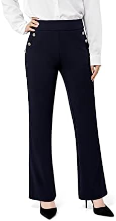 Jenna Rose Women's Scuba Crepe High Waistband Functional Pockets Flare Pant (as1, Numeric, Numeric_14, Regular, Regular, Dark Navy)