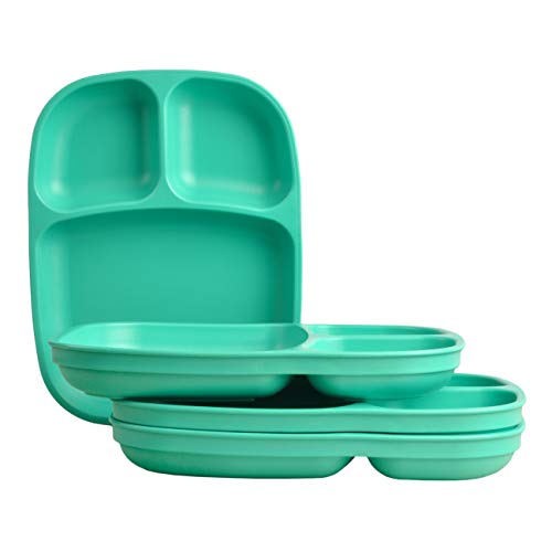Re-Play Made in USA, Set of 4 (10" Divided Tray, Aqua)