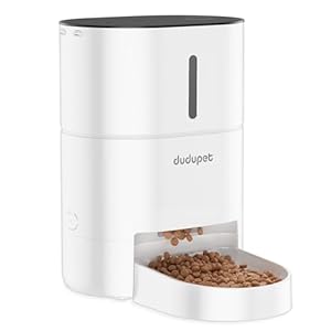 Automatic Cat Feeder – 4L Timed Automatic Cat Food Dispenser Battery-Operated with 180-Day Battery Life, 6 Meals 120 Portions Per Day, 10S Dining Voice Record, White