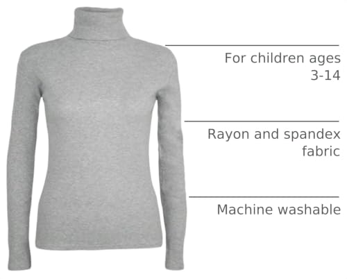 Image of Loxdonz Girls Long Sleeve Turtleneck Tee Shirt Kids Casual High Neck Tops T-Shirts | Youth Size 3-14