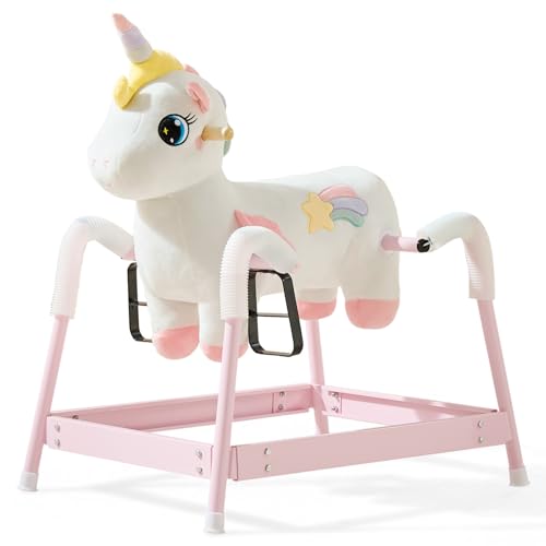 FUNLIO Caballo de Resorte para bebés Unicornio - Blanco