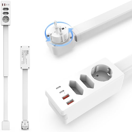 SMBLCE PD20W ausziehbare Steckdose ausziehbar 4767 cm um 360 drehbar für schwer erreichbare Steckdose 2 USB-A 2 Typ-C und 3 AC-Steckdosen erweiterbare steckdosenleiste