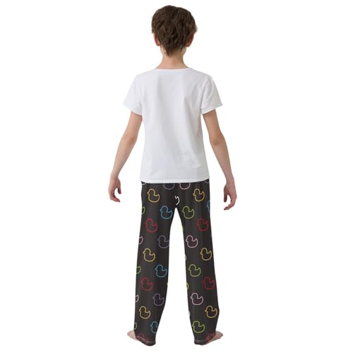 Duck Rubber Pattern Black Boys Pants for Kids Jogger Pants with Pockets S-XL3