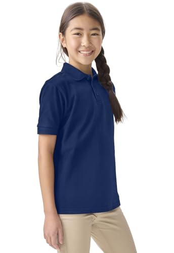 Image of Classroom School Uniforms for Boys and Girls Short Sleeve Pique Polo | Unisex Youth Shirt, Matching Ribbed Collar, Banded Sleeves, Three-button Placket, Comfortable Fit, School Uniform Essential