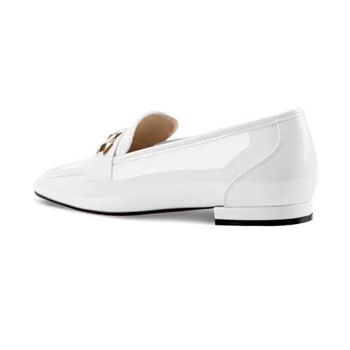 Image of Oh Mispares Womens Loafers Square Toe Low Heel Penny Loafers Fashion Comfortable Slip on Flats Casual Dressy Shoes for Women Work Office Patent Leather