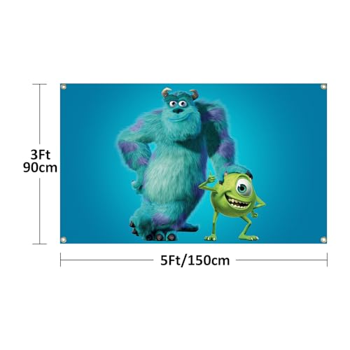 Banbe Fun Monster Movie Company Poster Cartoon Animation Pattern Tapestry 3X5 Feet Dormitory Background Tapestry Home Decoration Available Indoor And Outdoor thumb #1