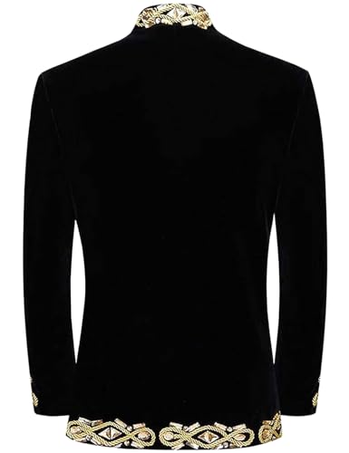 Pyiujtr Men's Standing Collar Velvet Knot Embroidery Court Blazer Masculine Baroque-Inspired Suit Jacket2