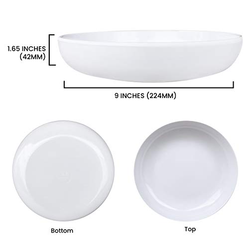 Melamine Pasta Bowls / Shallow Salad Bowls / Plastic Dinner Deep Plates (9 Inches,30 Oz,Set Of 4,White) – Dishwasher Safe, Unbreakable, Reusable & Bpa Free - Kids, Toddlers, Children, Adults & Elderly #TOP1