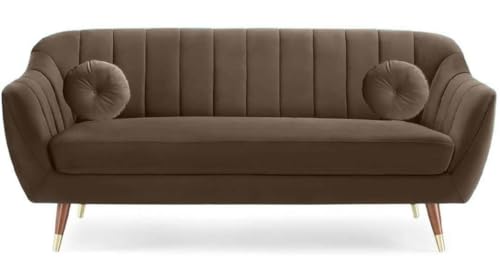 Image of Supernal 3 Seater Sofa Set with Brass tip Legs Perfect Gives Luxurious Look for Home /Living Room /Office /Guest Room /Hotels /Lounge