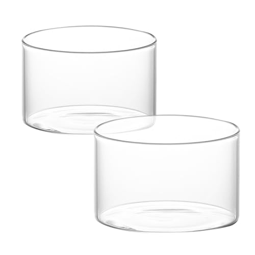 WATIIFUFU Vasos de Yogur Multifunción Transparentes 2 Piezas para Postres, Pudín y Helado, Vidrio Resistente, Gran Capacidad y Base Antideslizante para Cocina y Hogar