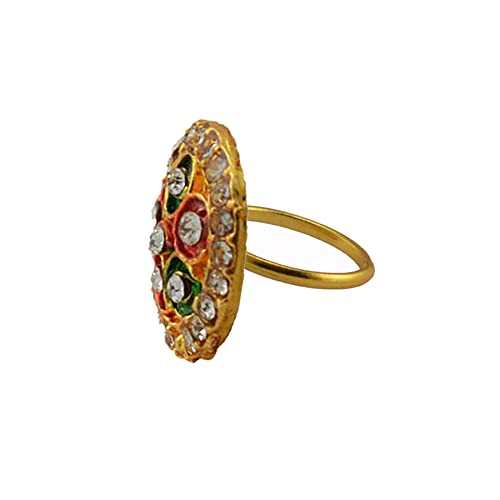 Brass Ring with Green Stone Stud