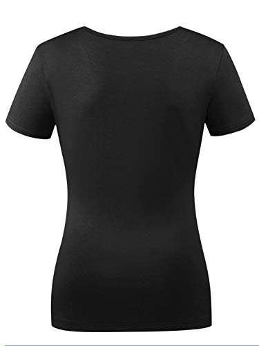 Beauhuty Women's Top Deep V Neck Slim Fitted T-Shirt Front Wrap Ruched Short Sleeve Tee3