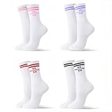 kodinsiivous 4 Paar ES ESKALIERT EH Lustige Socken Unisex,Lustige Geschenkidee Sportsocken Für Damen Herren Festival Zubehör,Malle Accessoires,lustig Tennissocken mit Spruch und Streifen