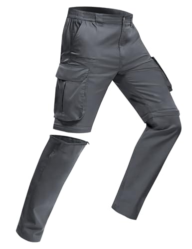 MOURCE Wanderhose Herren Zip Off Leichtgewicht Schnelltrocknende Reisehose für Männer Outdoor Taktisch, Grau