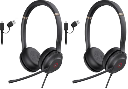 Image of Yealink UH37 USB Headset with Mic Noise Cancelling Wired Headphone USB-C /A (Pack of 2)