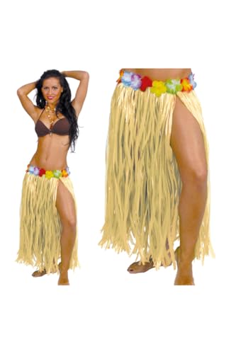 DISBACANAL Falda hawaiana de paja con flores