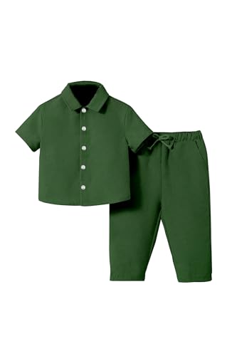 Image of Fashion Dream Boy's Cotton Blend Solid Co-ord Set|Clothing Set|Combo Set|Casual Wear|Coordinate Outfit for Boys|Shirt pant Set|Two-Piece Set
