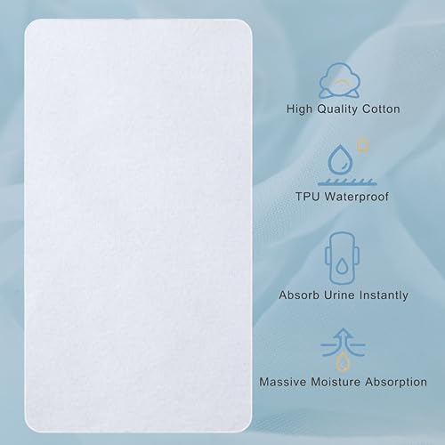 Image of 2 Pack Waterproof Crib Pad, 34 inch x 72 inch, Reusable Incontinence Flannel Crib Protector for Baby, Toddler, Elders and Pets - White