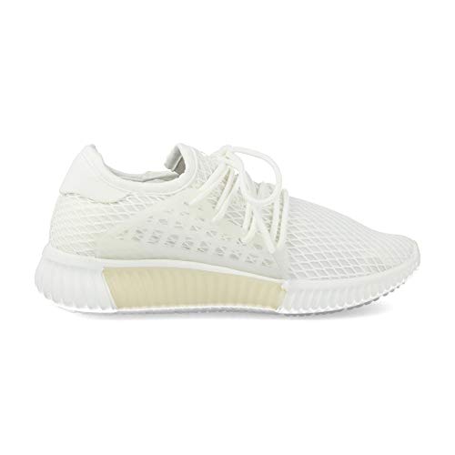 Zapatillas Deportivas de Mujer Estilo Casual con Tejido Tubular 3D con Cordones Primavera Verano 2019 Talla 41 Blanco Cover
