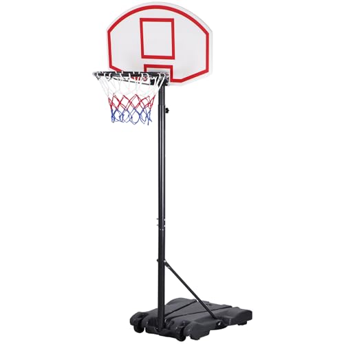Basketball Hoop Outdoor 5.4-7 ft Adjustable Height, 28 Inch Backboard, Fillable Base, Portable Basketball Hoop & Goal Stand for Adults