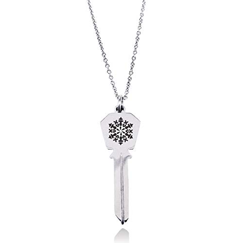 Tioneer Stainless Steel Paisley Snowflake Hexagon Head Key Charm Pendant Necklace