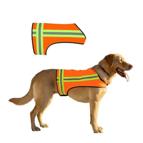 Reflective Dog Vest. Hi Visibility Blaze Orange Hunting Safety Vest Adjustable Lightweight for Outdoor use - Hiking Walking & Hunting. Water Resistant (Medium)
