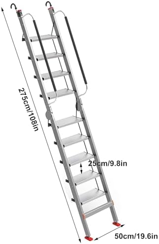 Adjustable 3-Level Step Ladder for Safe Attic Bunk Beds, Emergency Fire Escape Ladder with Non-Slip Feet - Perfect for Home and Outdoor Use