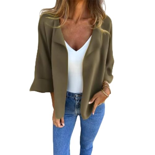 Peculiaral/Strategicw Women's Casual Faux Suede Cardigan, Municipaln/Sofenthiss 3/4 Sleeve Faux Suede 𝗖ardigan