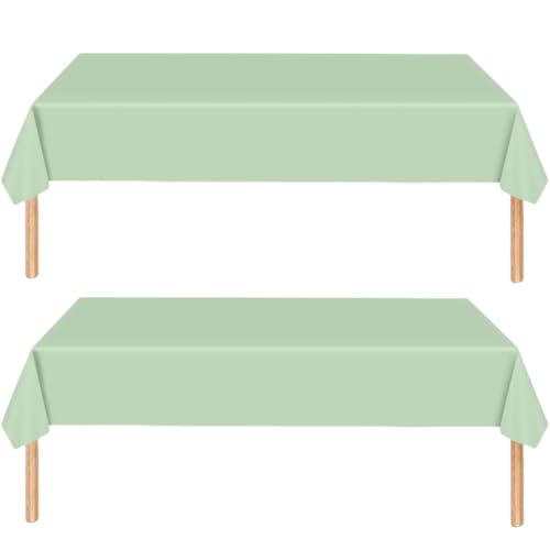 MOMAHUA 2 manteles de fiesta, mantel morado claro para cumpleaños, 137 x 274 cm, rectangular, extragrande, impermeable, a prueba de aceite, fácil de limpiar, suministros de fiesta de color sólido