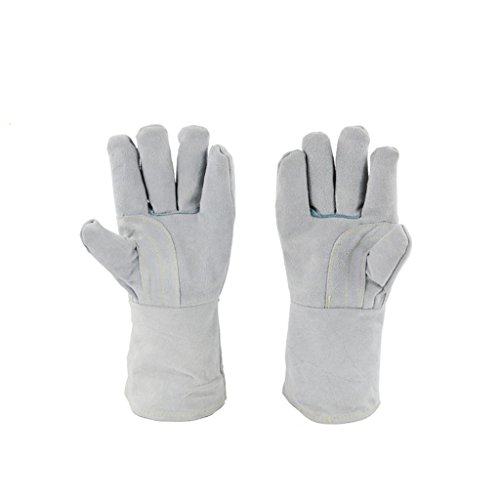 Preisvergleich Produktbild NUAN Verlängerte Leder Schweißer Schweißhandschuhe, verschleißfeste Hochtemperatur-Schweißerschutzhandsc...