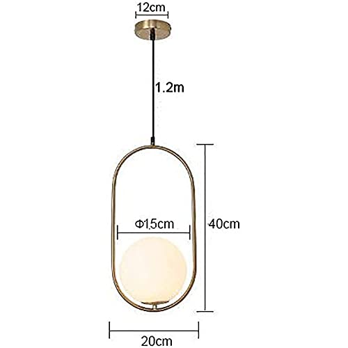 Candelabro LED dorado de diseño nórdico con esfera de vidrio esmerilado 6