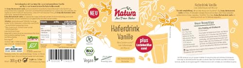 NATURA Bio Haferdrink Pulver mit echter Vanille und aktiven Milchsäurebakterien - Haferdrink Pulver 100% ohne Zucker Zusatz, glutenfrei, vegan - Instant Haferpulver 300 g für ca. 3 Liter