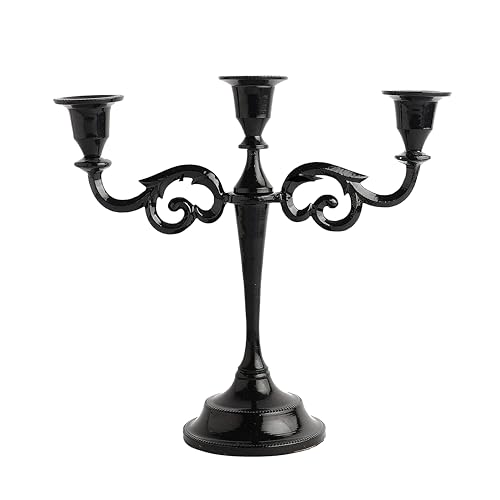 Rely+ 3 Arm Candelabra Taper Candle Holder (Black)
