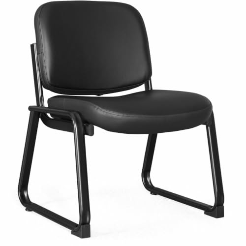 Image of Lorell Deluxe Leather Guest Chair, Black, LLR 84597