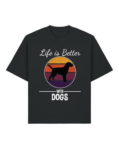 Life is Better with Dogs Faded Graphic - Camiseta unisex de algodón pesado, color negro, Negro, 3XL Grande alto