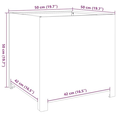 Jardinière en acier galvanisé 50x50x50 cm, bac à fleurs durable pour extérieur